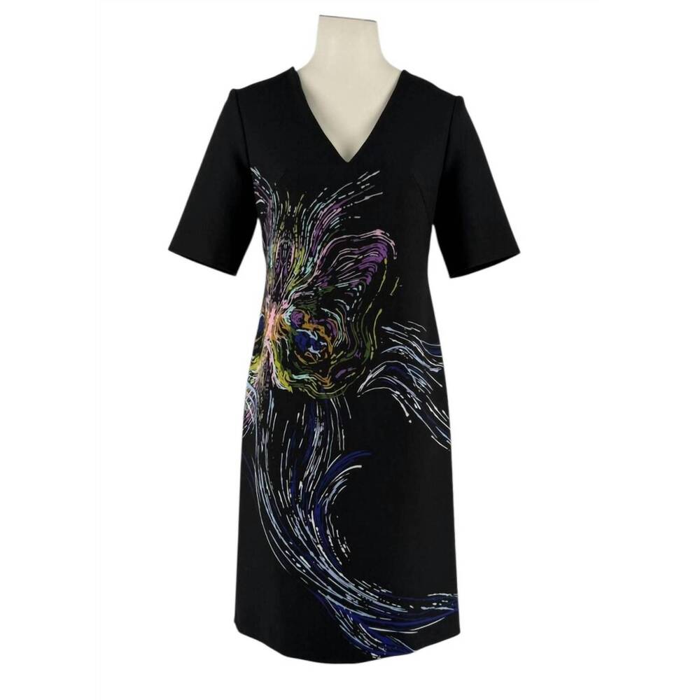 NEW MI JONG LEE women's v-neck butterfly midi dress in black
